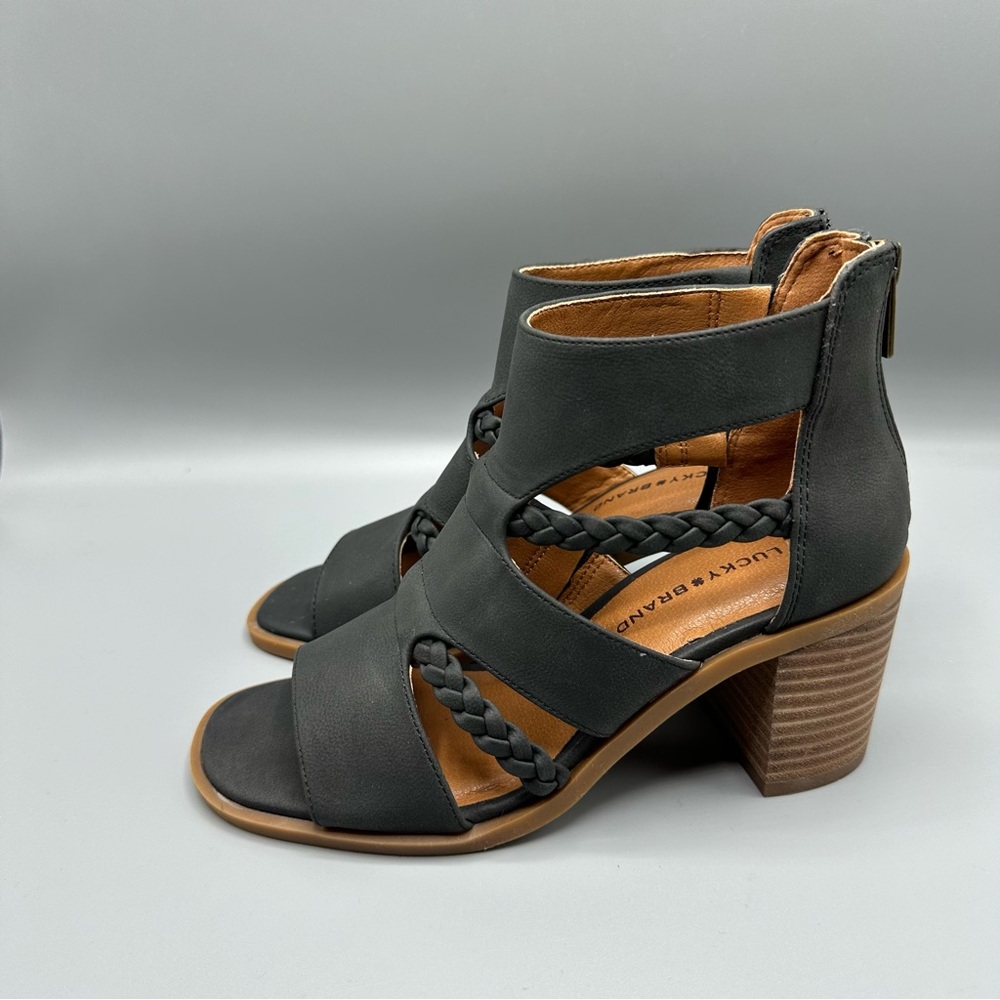 Lucky Brand Tulina Block Heel Sandals Black Size 5M